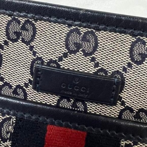 Authentic Gucci GG Supreme Ophidia Sherry Line Crossbody Bag Web Canvas Navy Tan - Picture 4 of 16